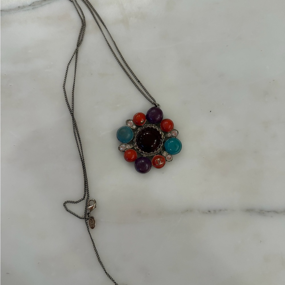Chanel Enamel & Strass Pendant Necklace - Picture 3 of 10